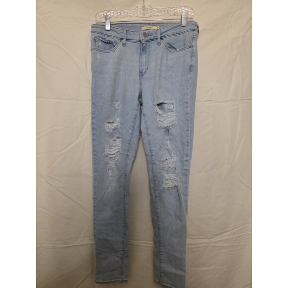 Levi’s 711 Skinny Stretch Ripped Jeans Women Size 29x30 Light Wash 29 - Picture 1 of 7